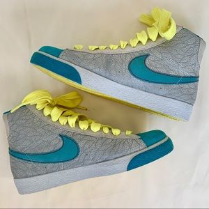 NIKE Blazer Gray/Blue/Yellow High Top Sneakers